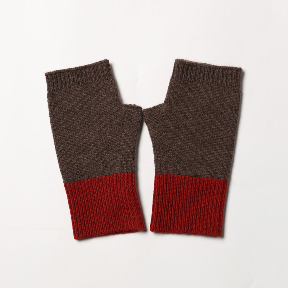 FINGERLESS- 100% cashmere duo-color fingerless gloves
