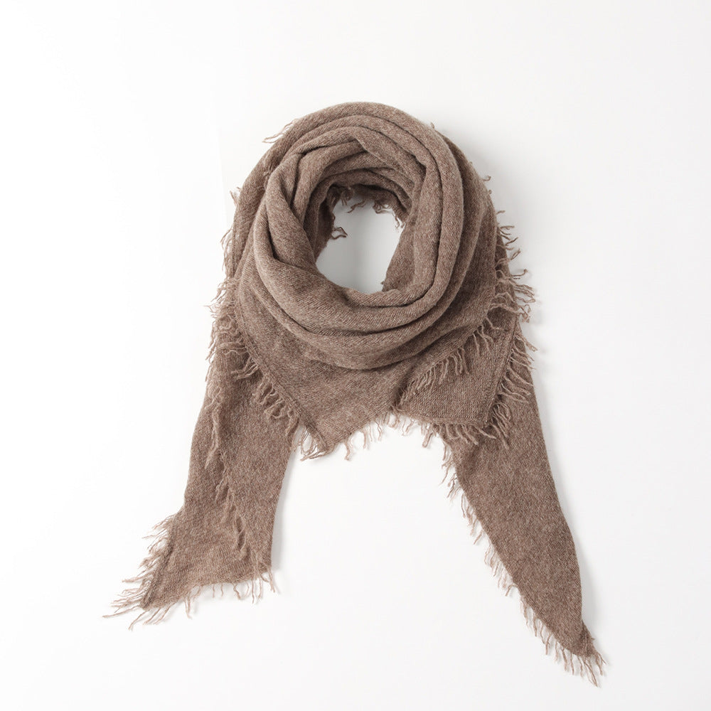 FRINGE - 100% cashmere light-weighted diamond shaped scarf with fringe