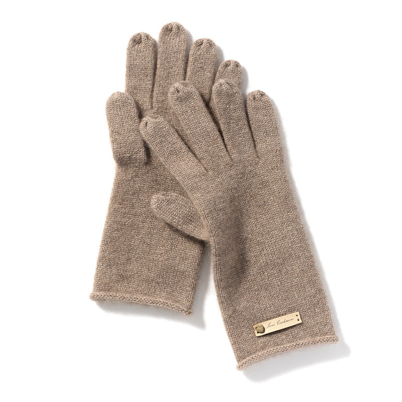 100% Pure Cashmere Knitted Gloves with Loose Edge – Ultimate Comfort and Elegance