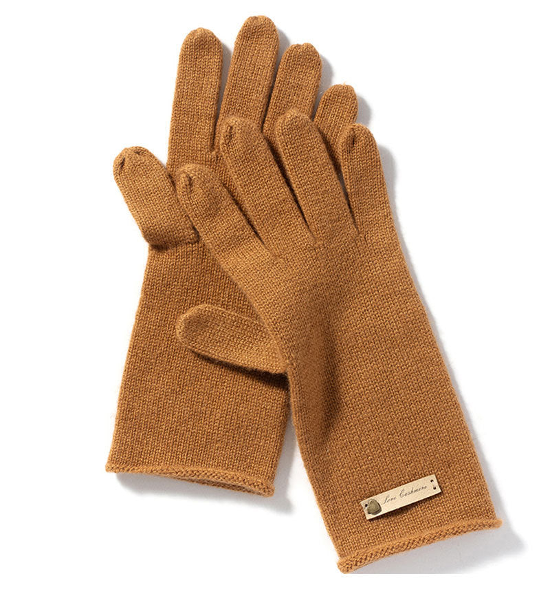 100% Pure Cashmere Knitted Gloves with Loose Edge – Ultimate Comfort and Elegance