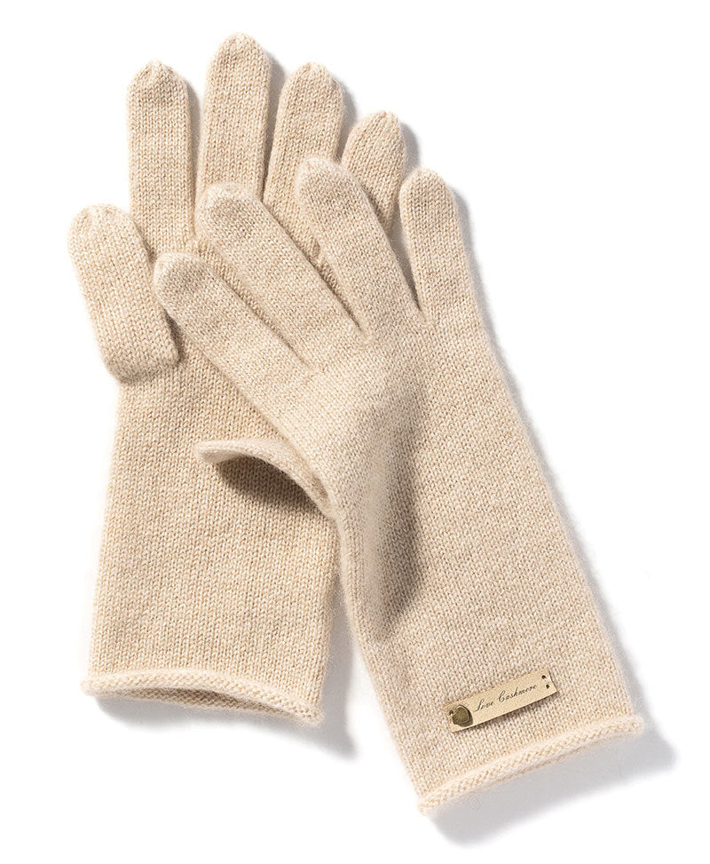 100% Pure Cashmere Knitted Gloves with Loose Edge – Ultimate Comfort and Elegance
