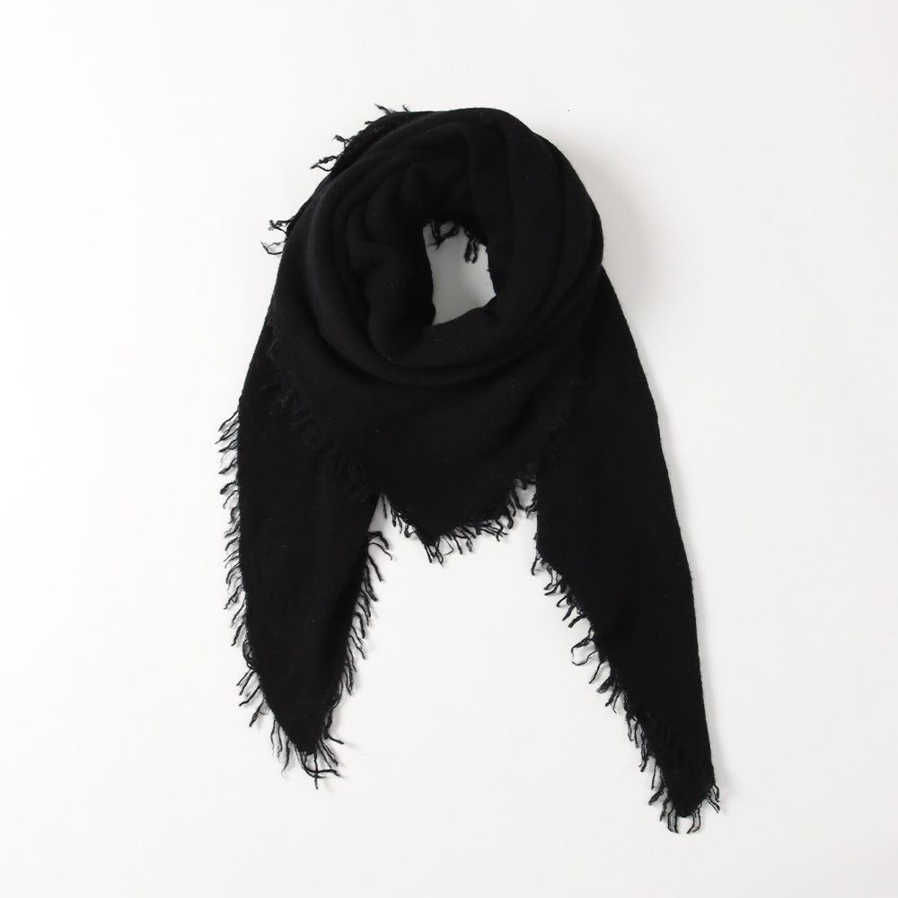 FRINGE - 100% cashmere light-weighted diamond shaped scarf with fringe