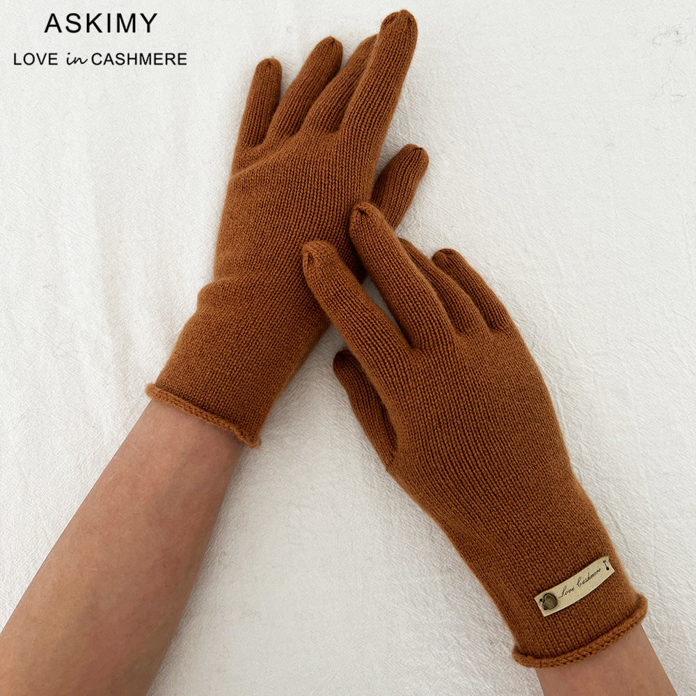 100% Pure Cashmere Knitted Gloves with Loose Edge – Ultimate Comfort and Elegance