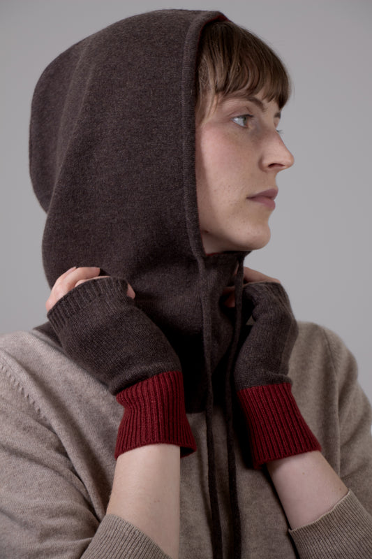 DOUBLE-SIDED - 100% cashmere 2-side-wearable balaclava