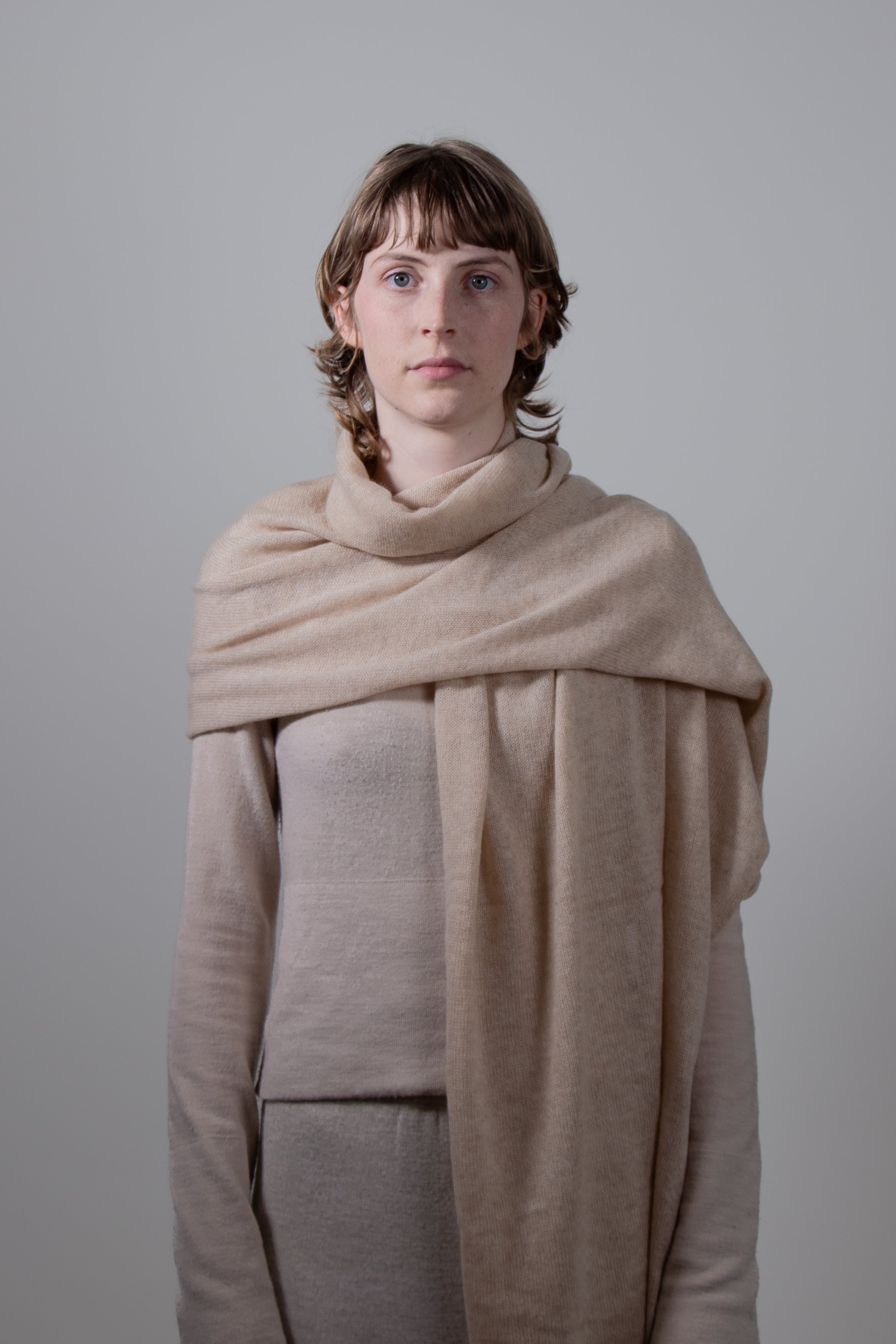 LOOSE EDGE - 100% Pure Cashmere Knitted Wrap Scarf , 60*180 cm