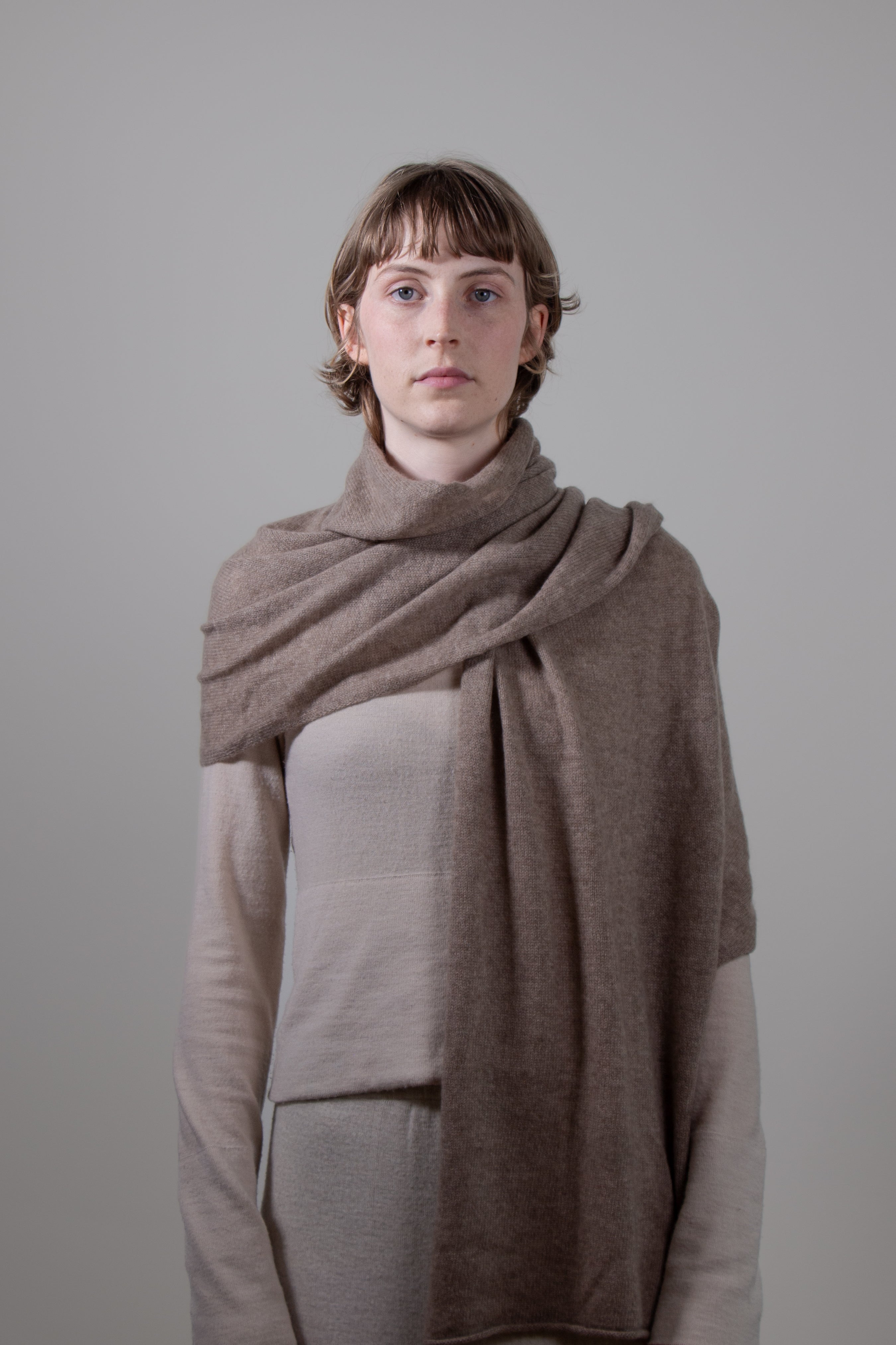 LOOSE EDGE - 100% Pure Cashmere Knitted Wrap Scarf , 60*180 cm