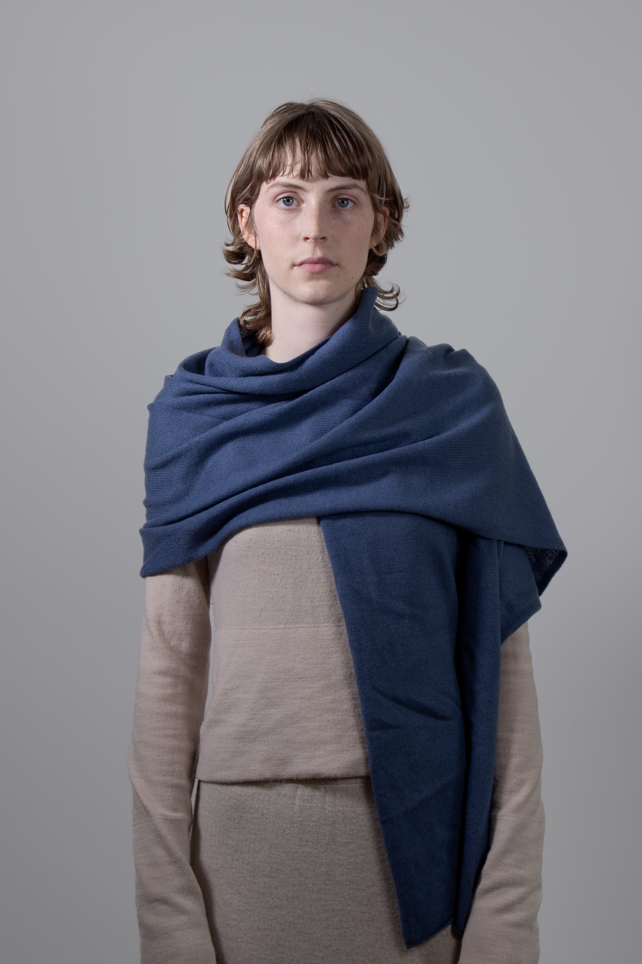 LOOSE EDGE - 100% Pure Cashmere Knitted Wrap Scarf , 60*180 cm