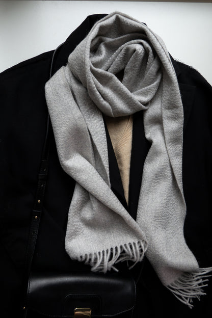 100% Pure Cashmere Woven Scarf with Fringe – Textured, Lustrous Look, Luxurious Comfort