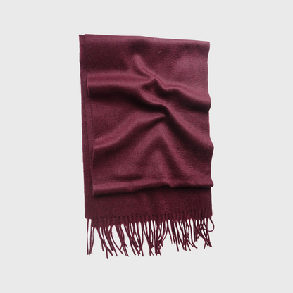 100% Pure Cashmere Woven Scarf with Fringe – Textured, Lustrous Look, Luxurious Comfort