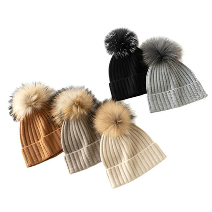 100% Pure Cashmere Beanie with Pom-Pom – Unisex, Ultra-Soft & Warm