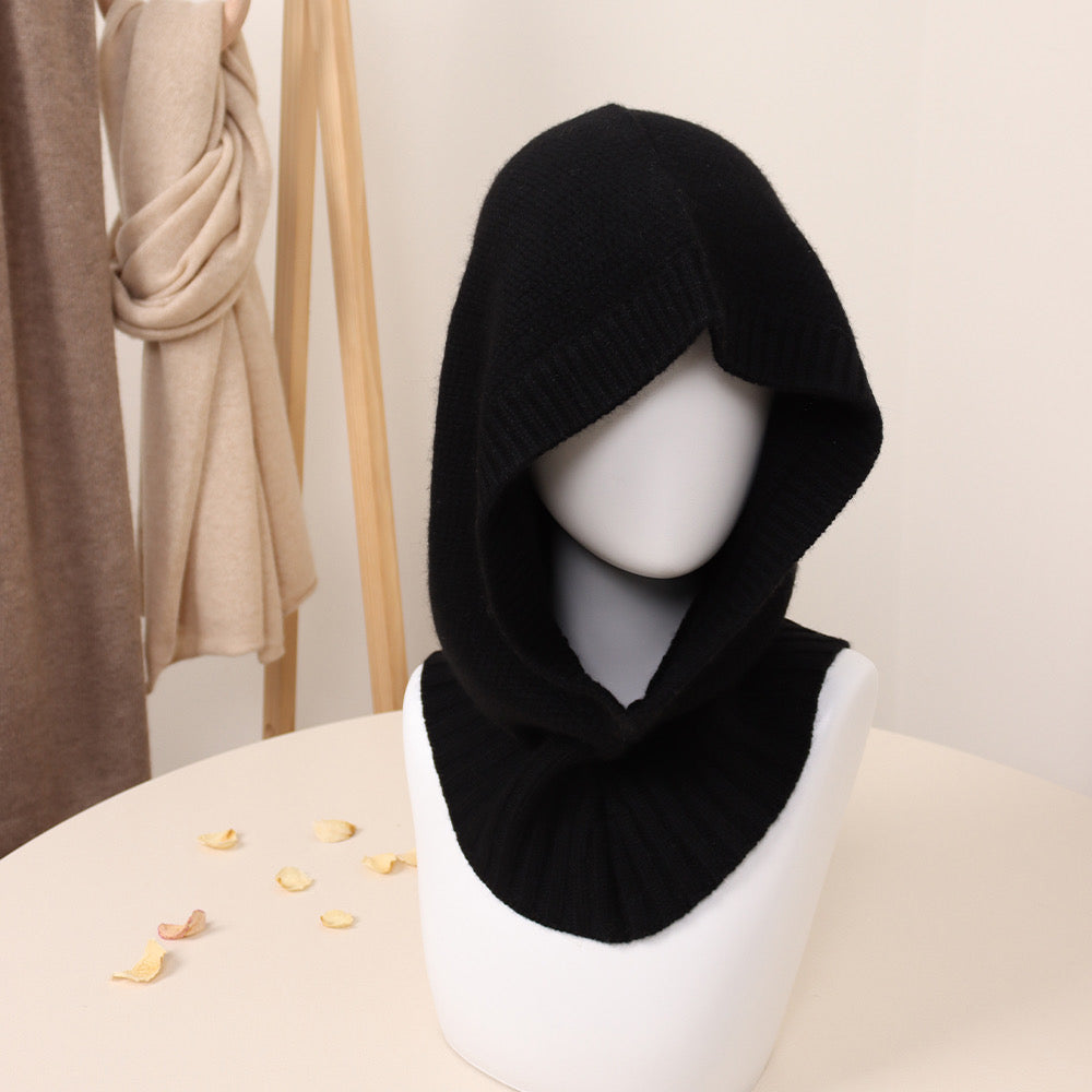 Ribbed Colar - 100% cashmere balaclava