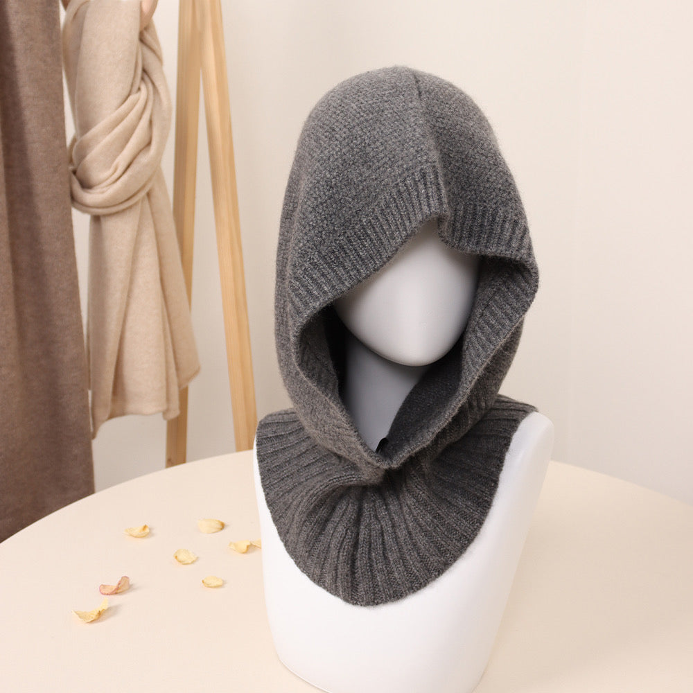 Ribbed Colar - 100% cashmere balaclava