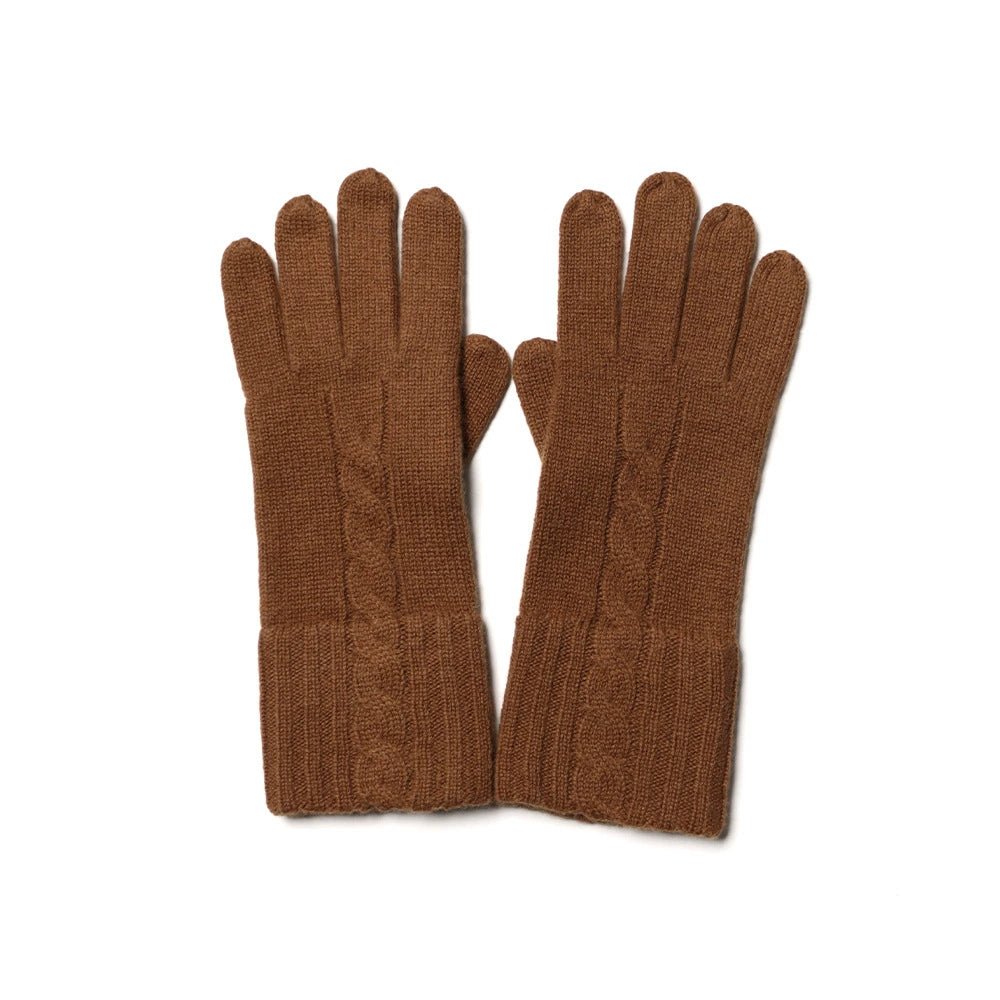 CABLE - 100% cashmere cable knitted gloves