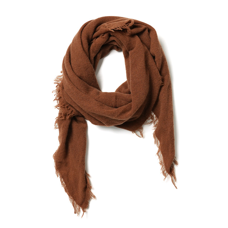 FRINGE - 100% cashmere light-weighted diamond shaped scarf with fringe