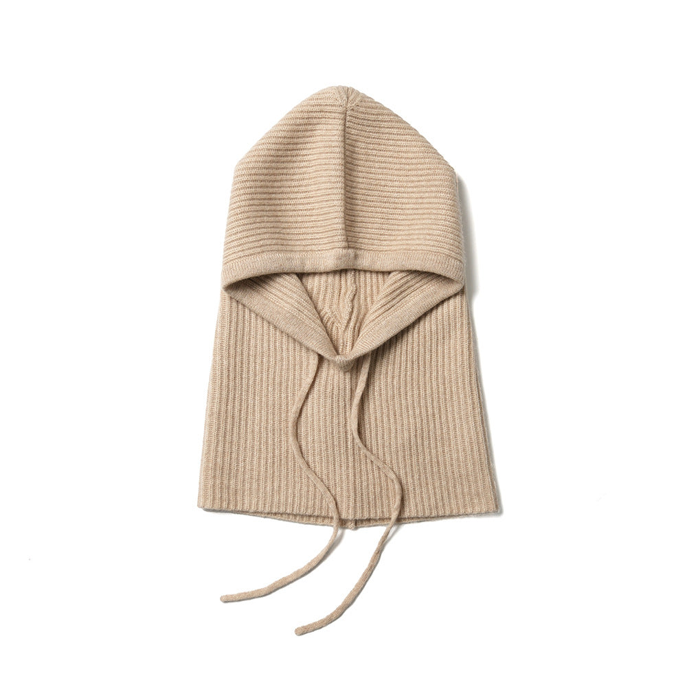 RIBBED- 100% cashmere ribbed knitted balaclava