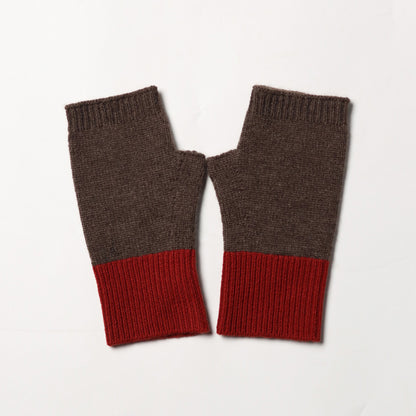 FINGERLESS-  100% cashmere duo-color fingerless gloves