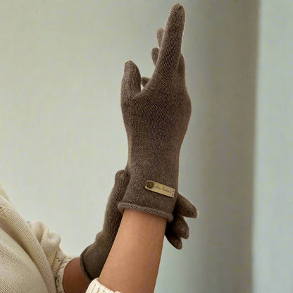 100% Pure Cashmere Knitted Gloves with Loose Edge – Ultimate Comfort and Elegance