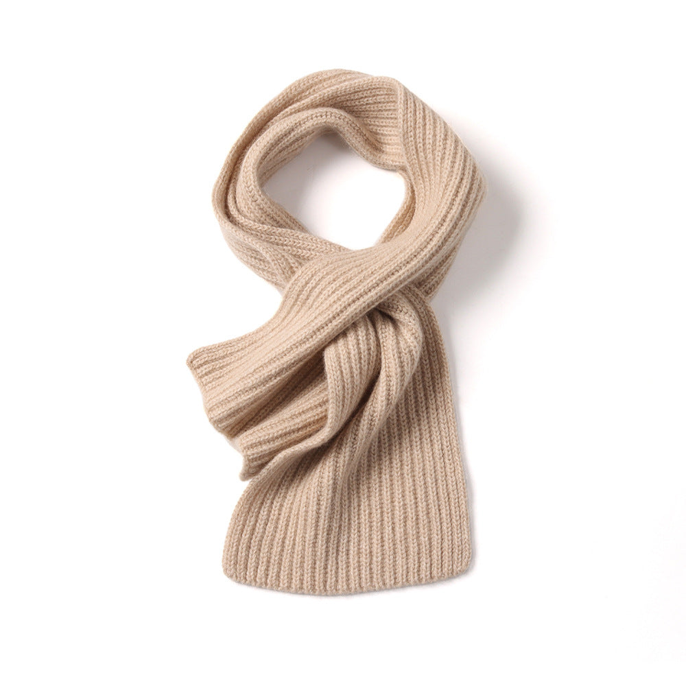 KEYHOLE - 100% Cashemere Short Pull Through Ribbed Scarf