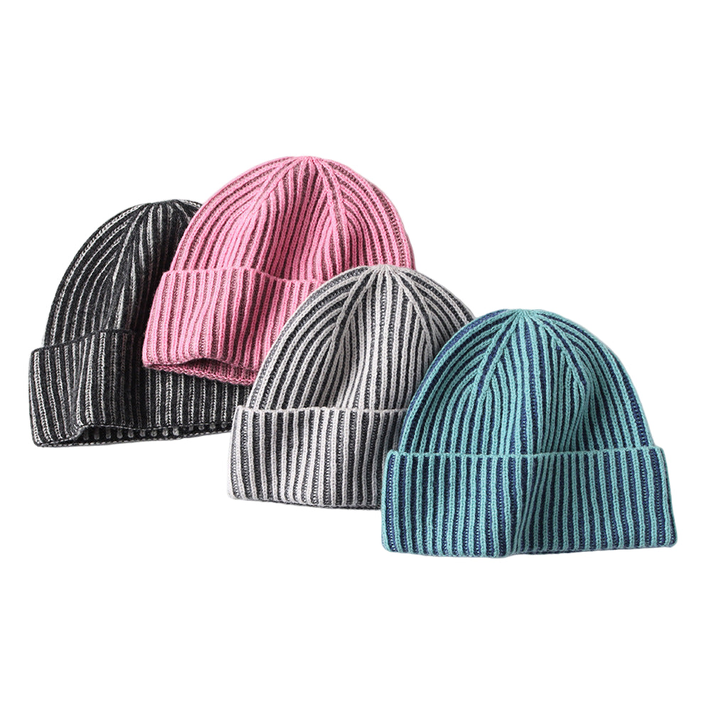 COLOR-Ribbed beanie wool cashmere
