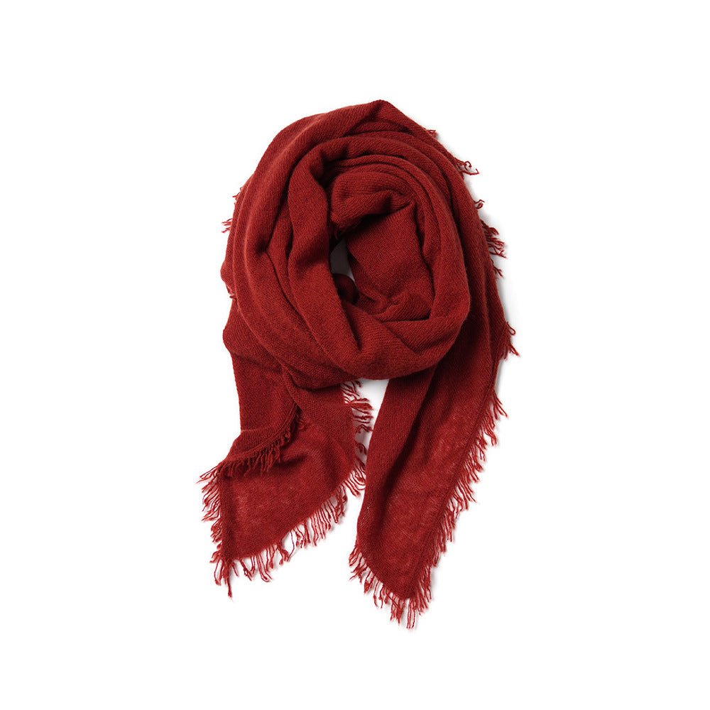 FRINGE - 100% cashmere light-weighted diamond shaped scarf with fringe