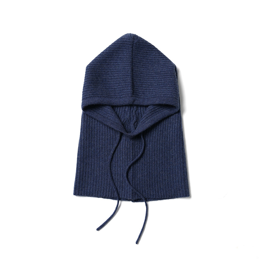 RIBBED- 100% cashmere ribbed knitted balaclava