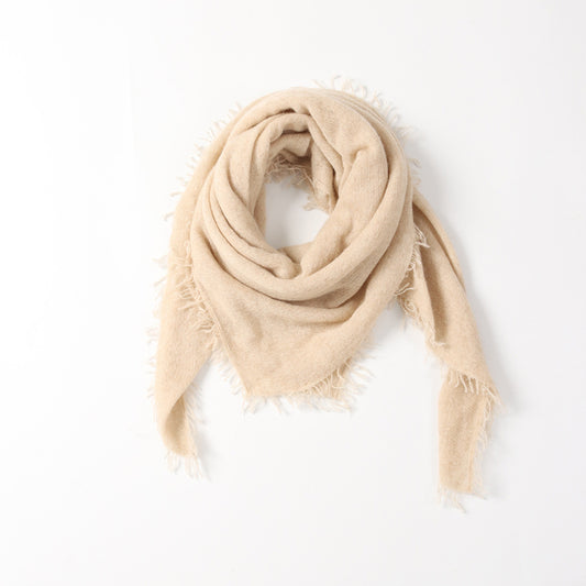 FRINGE - 100% cashmere light-weighted diamond shaped scarf with fringe