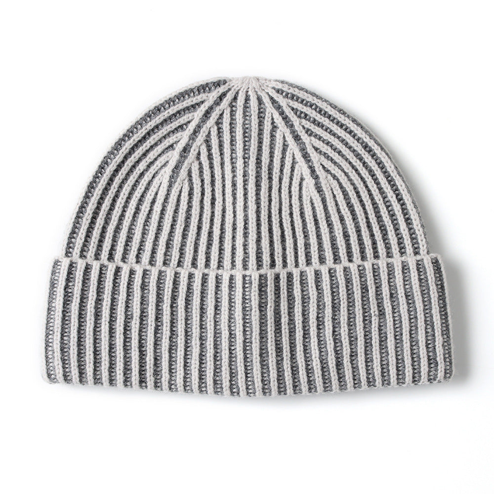 COLOR-Ribbed beanie wool cashmere