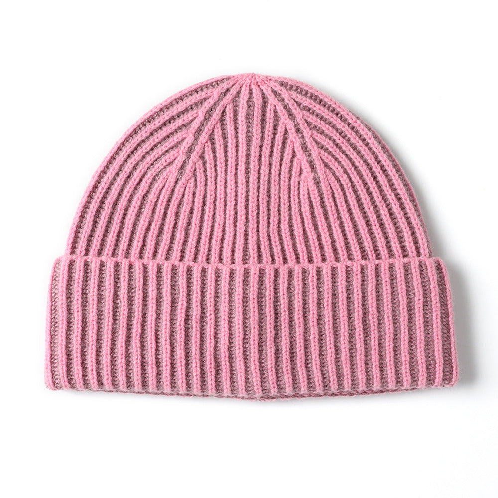 COLOR-Ribbed beanie wool cashmere