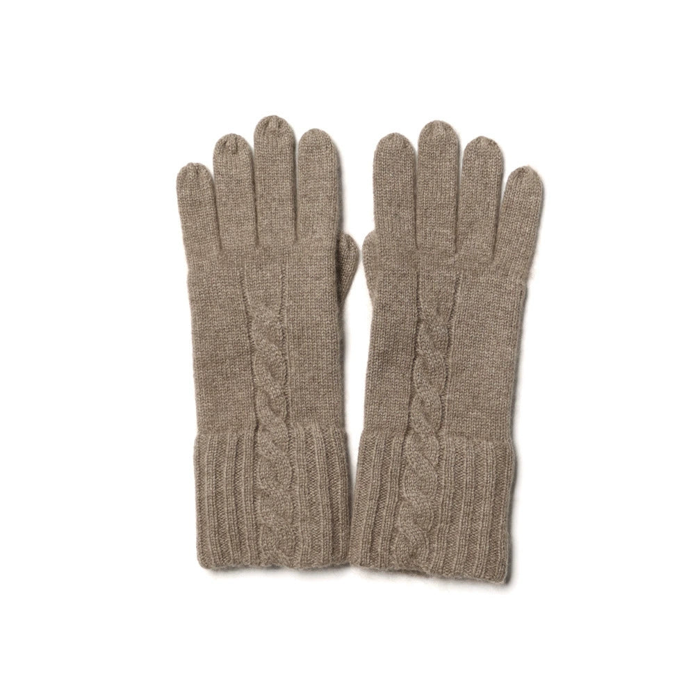 CABLE - 100% cashmere cable knitted gloves