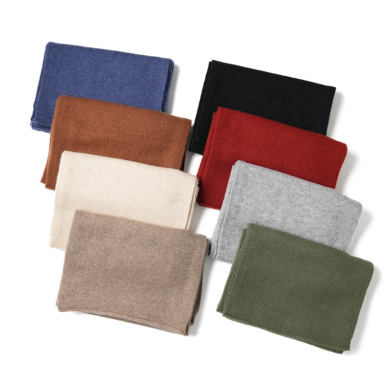 PLAIN KNIT - 100% cashmere plain knitted scarf