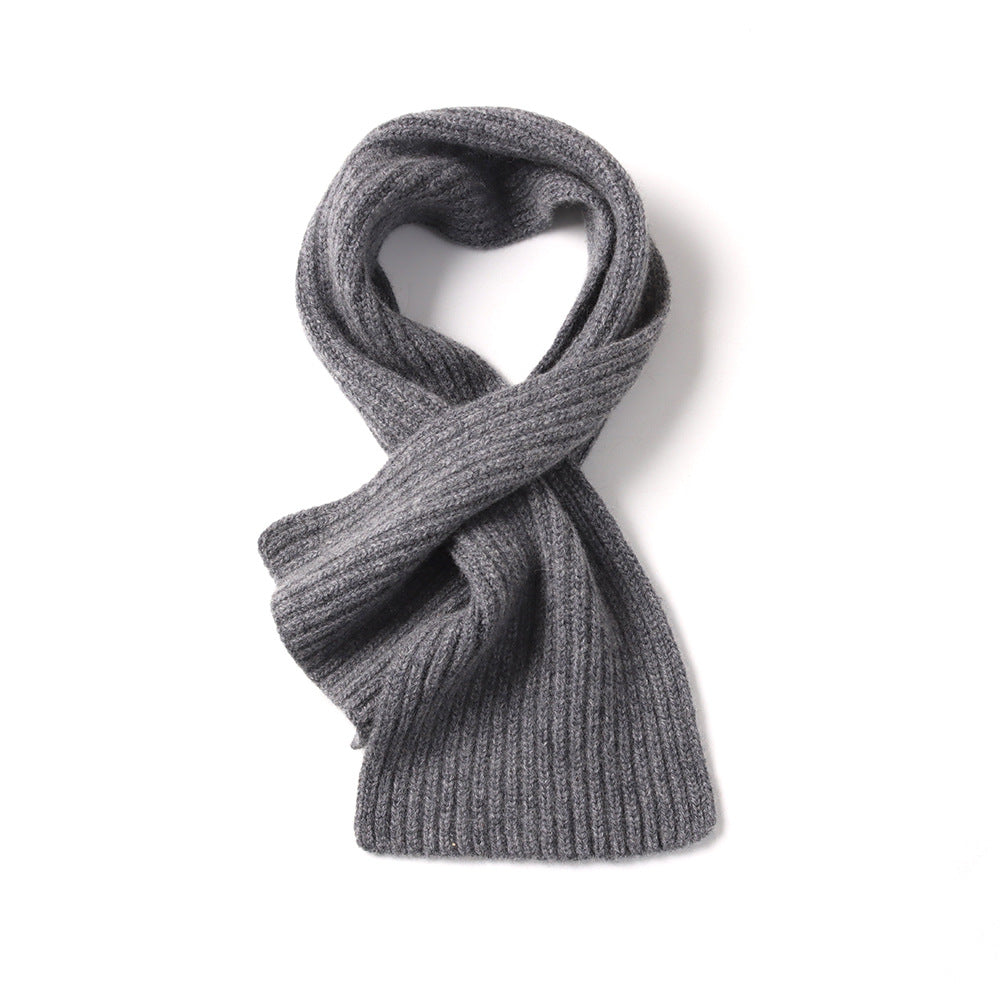 KEYHOLE - 100% Cashemere Short Pull Through Ribbed Scarf