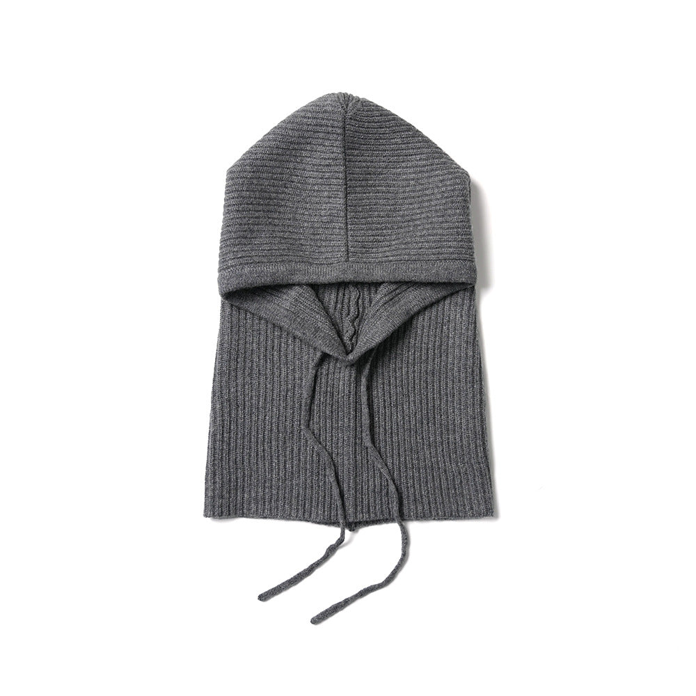 RIBBED- 100% cashmere ribbed knitted balaclava