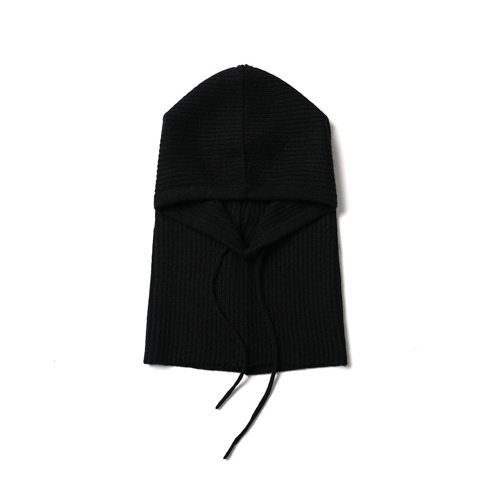 RIBBED- 100% cashmere ribbed knitted balaclava
