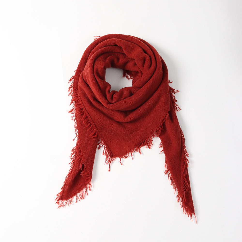 FRINGE - 100% cashmere light-weighted diamond shaped scarf with fringe