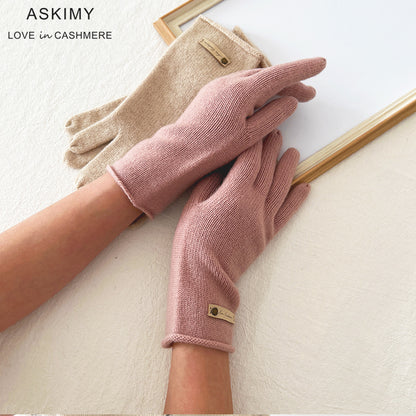 100% Pure Cashmere Knitted Gloves with Loose Edge – Ultimate Comfort and Elegance