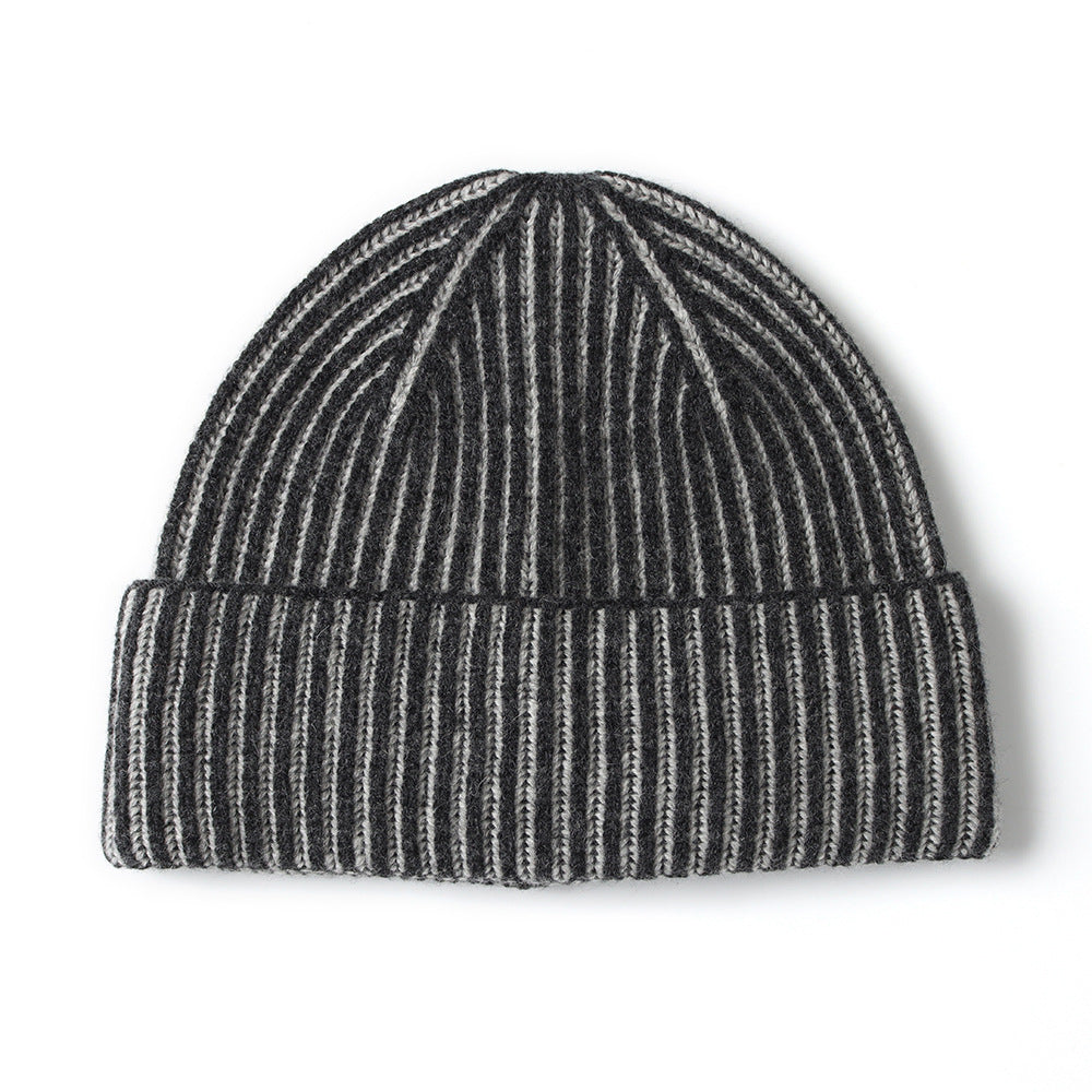 COLOR-Ribbed beanie wool cashmere