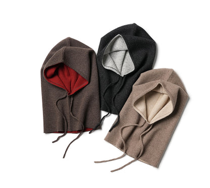 DOUBLE-SIDED - 100% cashmere 2-side-wearable balaclava