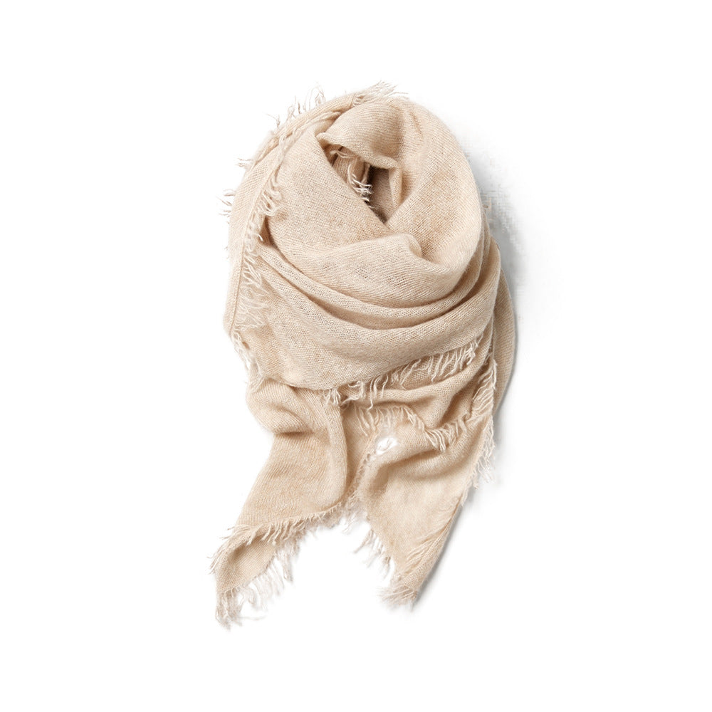 FRINGE - 100% cashmere light-weighted diamond shaped scarf with fringe