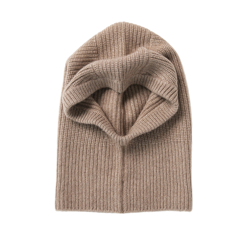 CLASSIC - 100% Cashmere Balaclava Hoodie with Ribbed Design