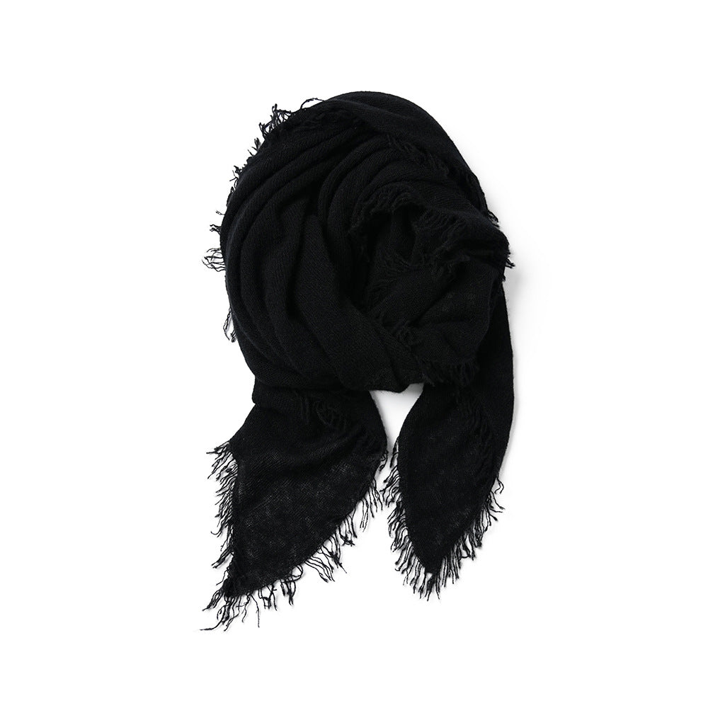 FRINGE - 100% cashmere light-weighted diamond shaped scarf with fringe
