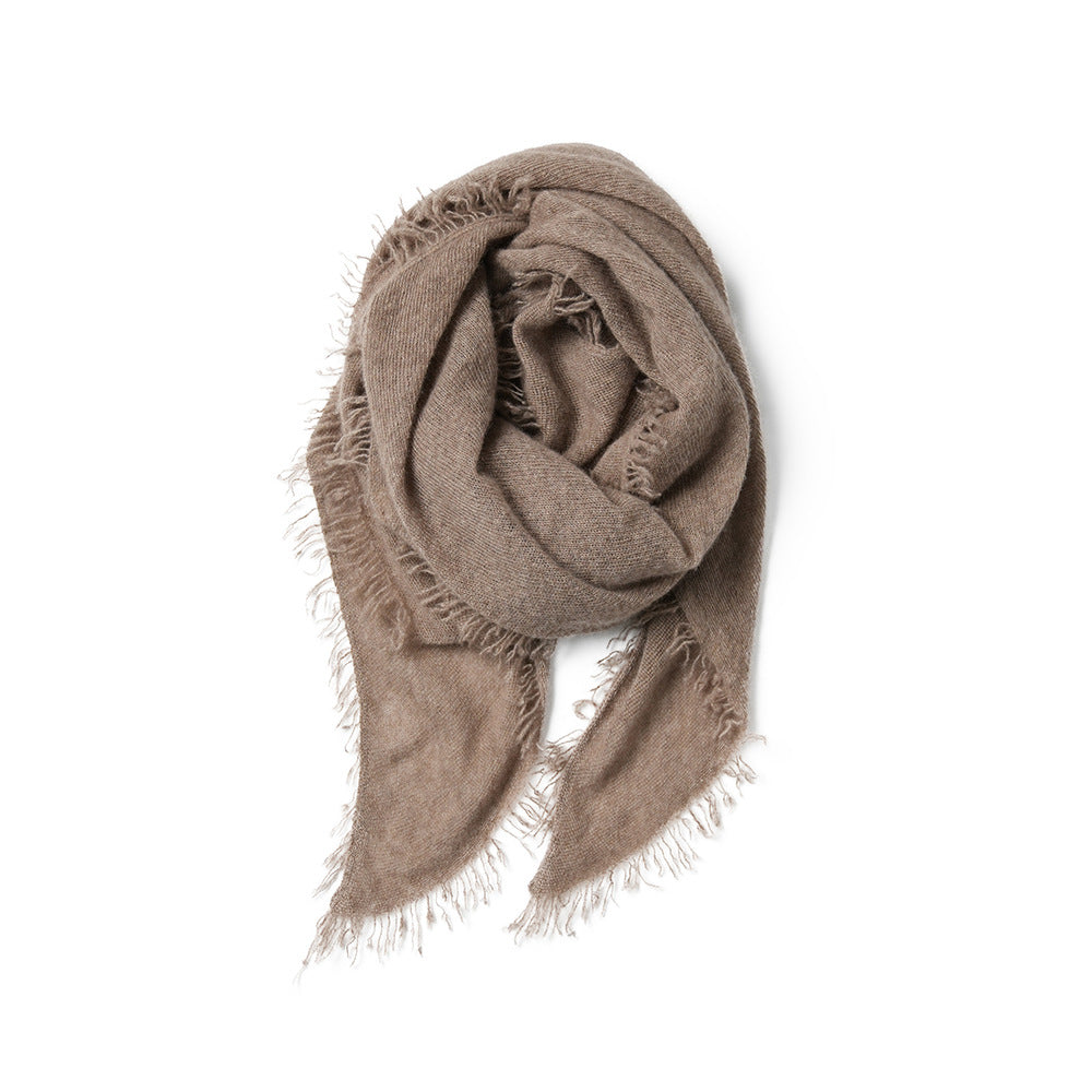 FRINGE - 100% cashmere light-weighted diamond shaped scarf with fringe