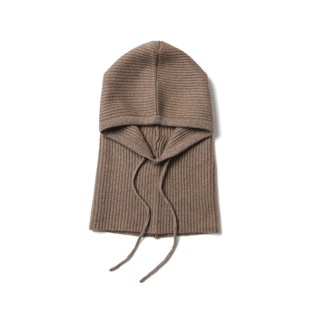 RIBBED- 100% cashmere ribbed knitted balaclava