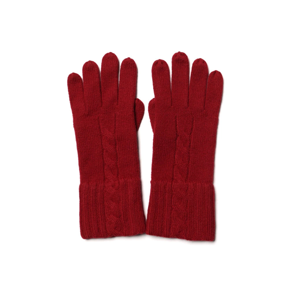CABLE - 100% cashmere cable knitted gloves
