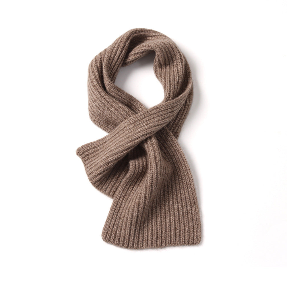 KEYHOLE - 100% Cashemere Short Pull Through Ribbed Scarf
