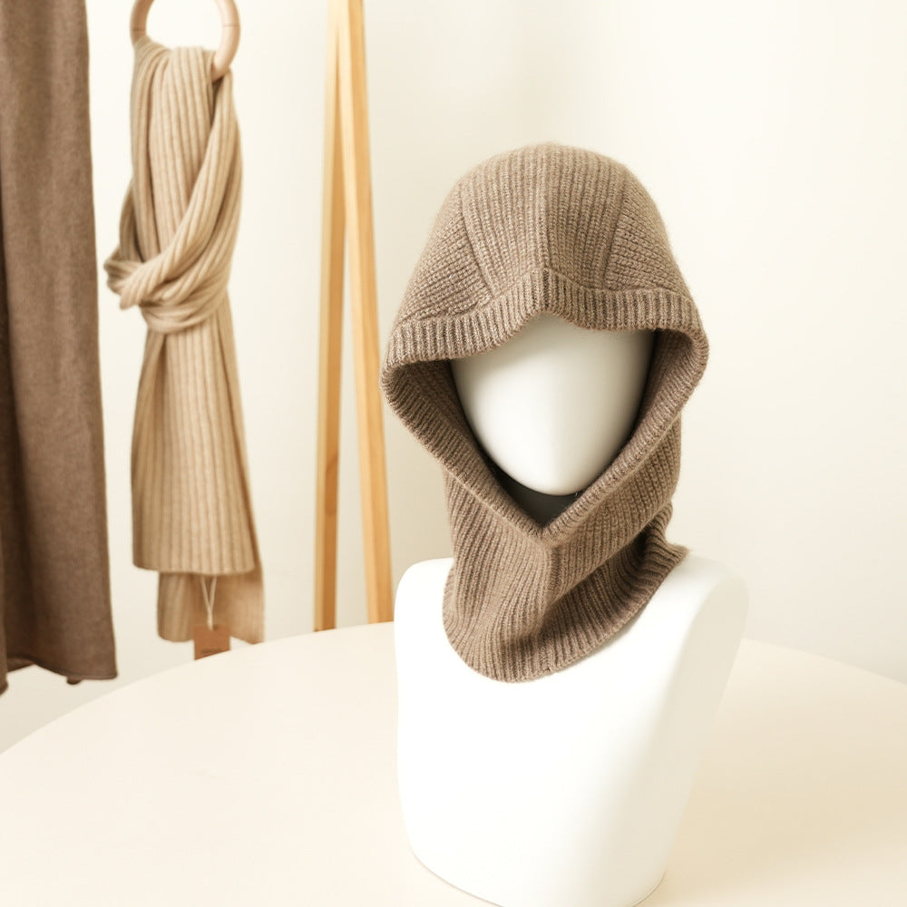 CLASSIC - 100% Cashmere Balaclava Hoodie with Ribbed Design