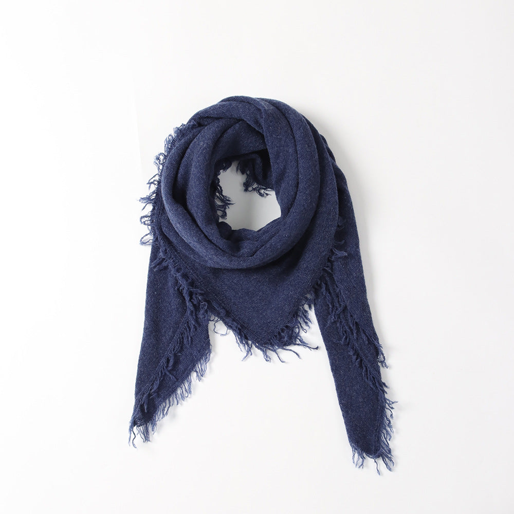 FRINGE - 100% cashmere light-weighted diamond shaped scarf with fringe