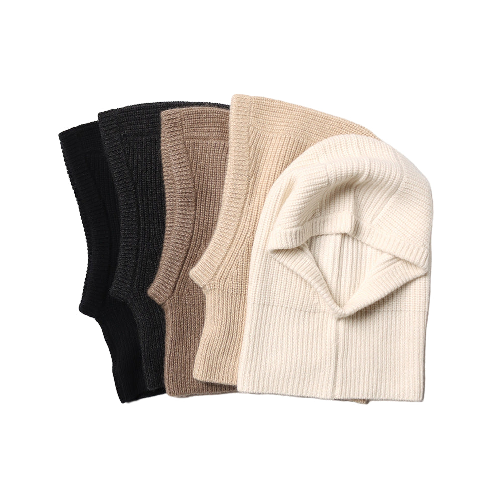CLASSIC - 100% Cashmere Balaclava Hoodie with Ribbed Design