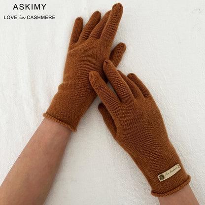 100% Pure Cashmere Knitted Gloves with Loose Edge – Ultimate Comfort and Elegance